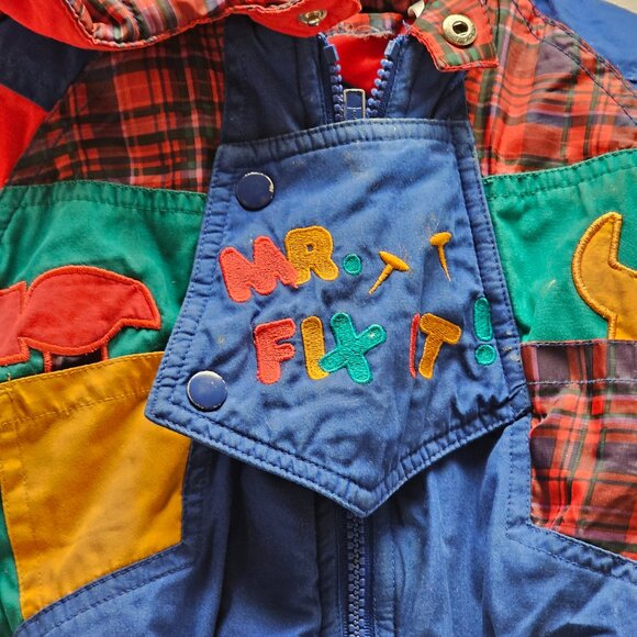 Vintage The Cuddle Club Baby Child Coat Jacket Infant Block Colors Mr Fix It 12 - Picture 11 of 16